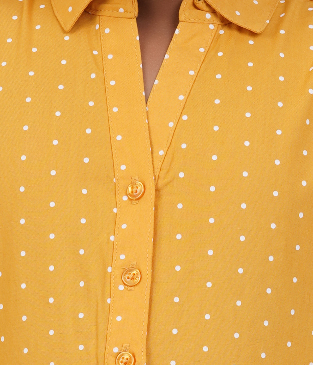 Girls Mustard Yellow Small Dot Tiered Casual Dress