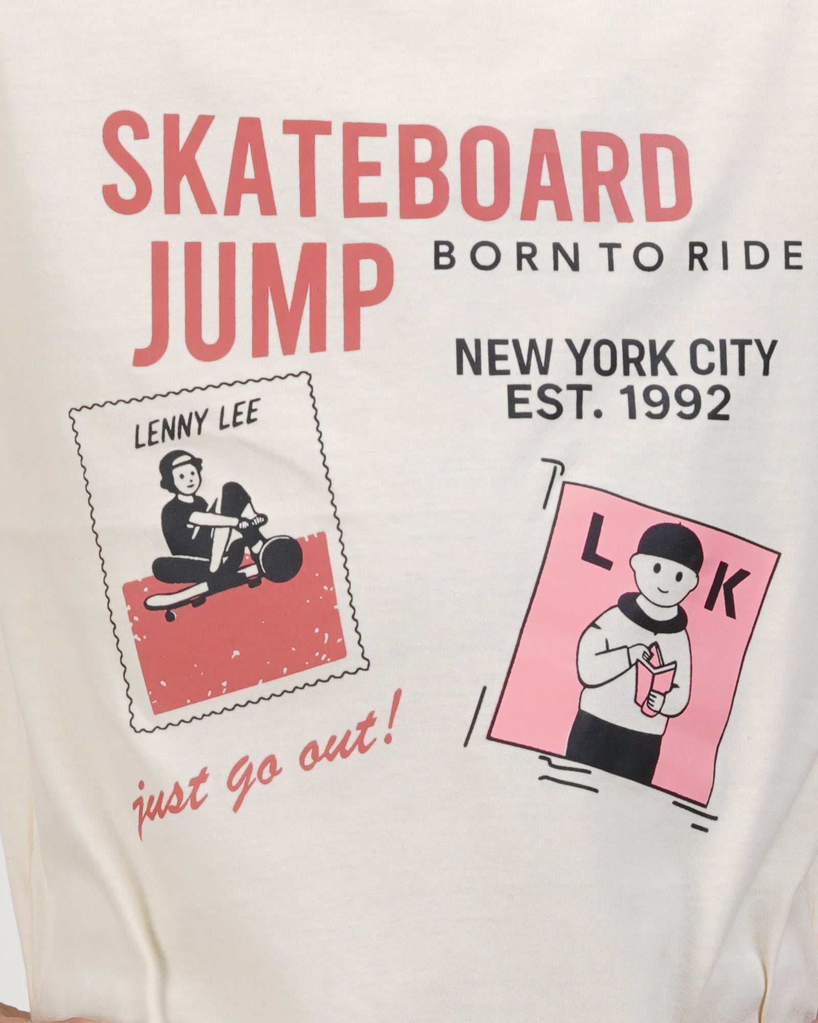 Boys Skateboard Graphic Print Cream T-Shirt