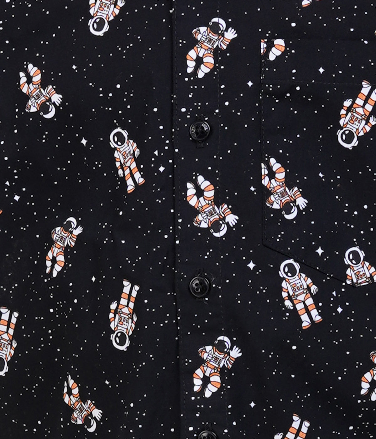 Boys Black Astronaut Printed Casual Shirt