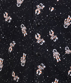 Boys Black Astronaut Printed Casual Shirt