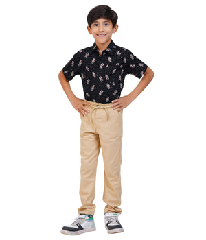 Boys Black Astronaut Printed Casual Shirt