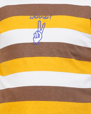 Yellow striped round neck t-shirt