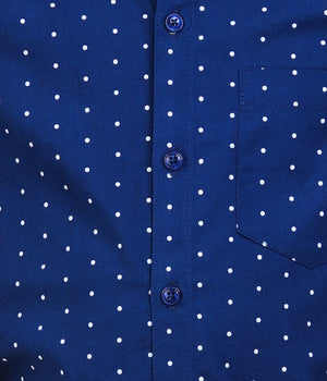 Boys Navy Blue Polka Dot Casual Shirt
