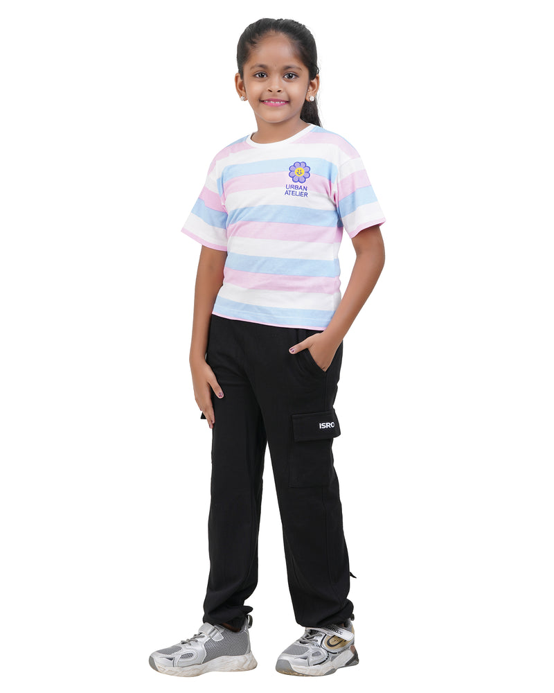 Includ Girls Striped Round Neck Tshirt