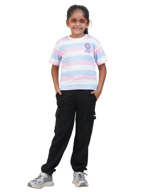 Includ Girls Striped Round Neck Tshirt