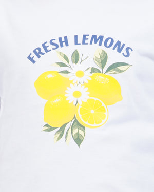 Fresh Lemons Graphic Print White T-Shirt