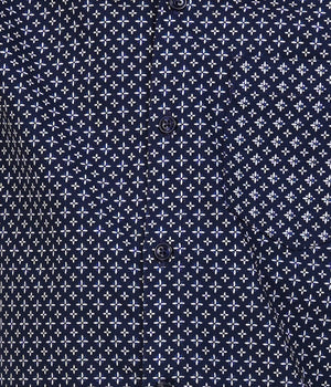 Boys Navy Blue Anchor Printed Casual Shirt