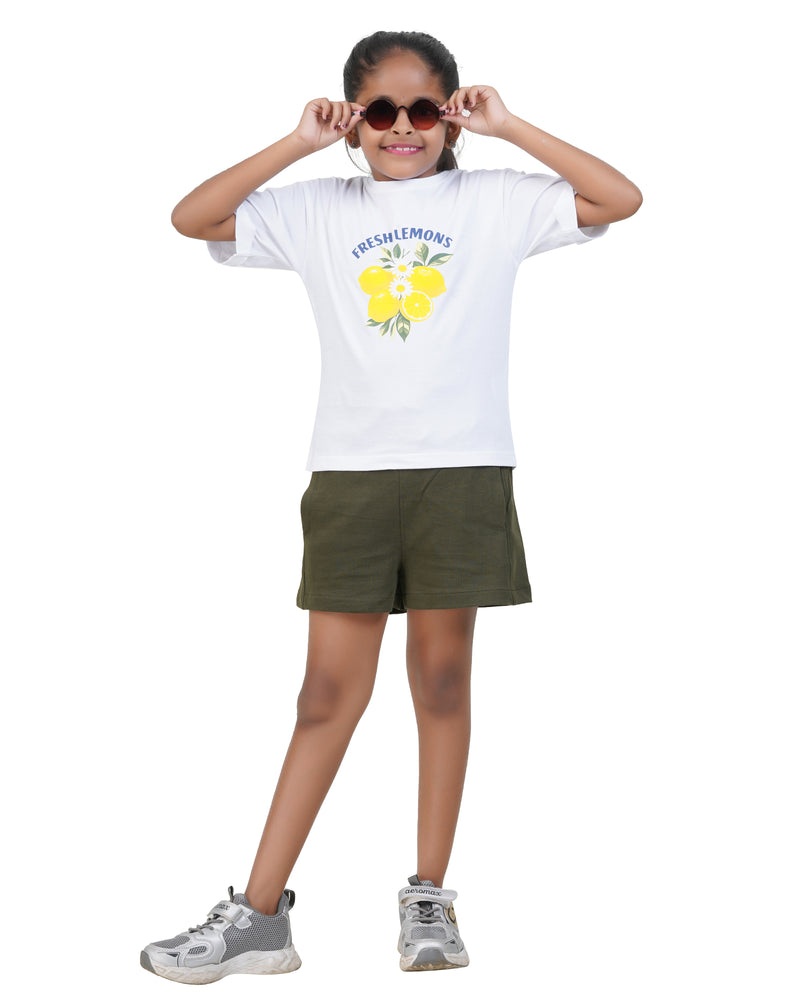 Fresh Lemons Graphic Print White T-Shirt