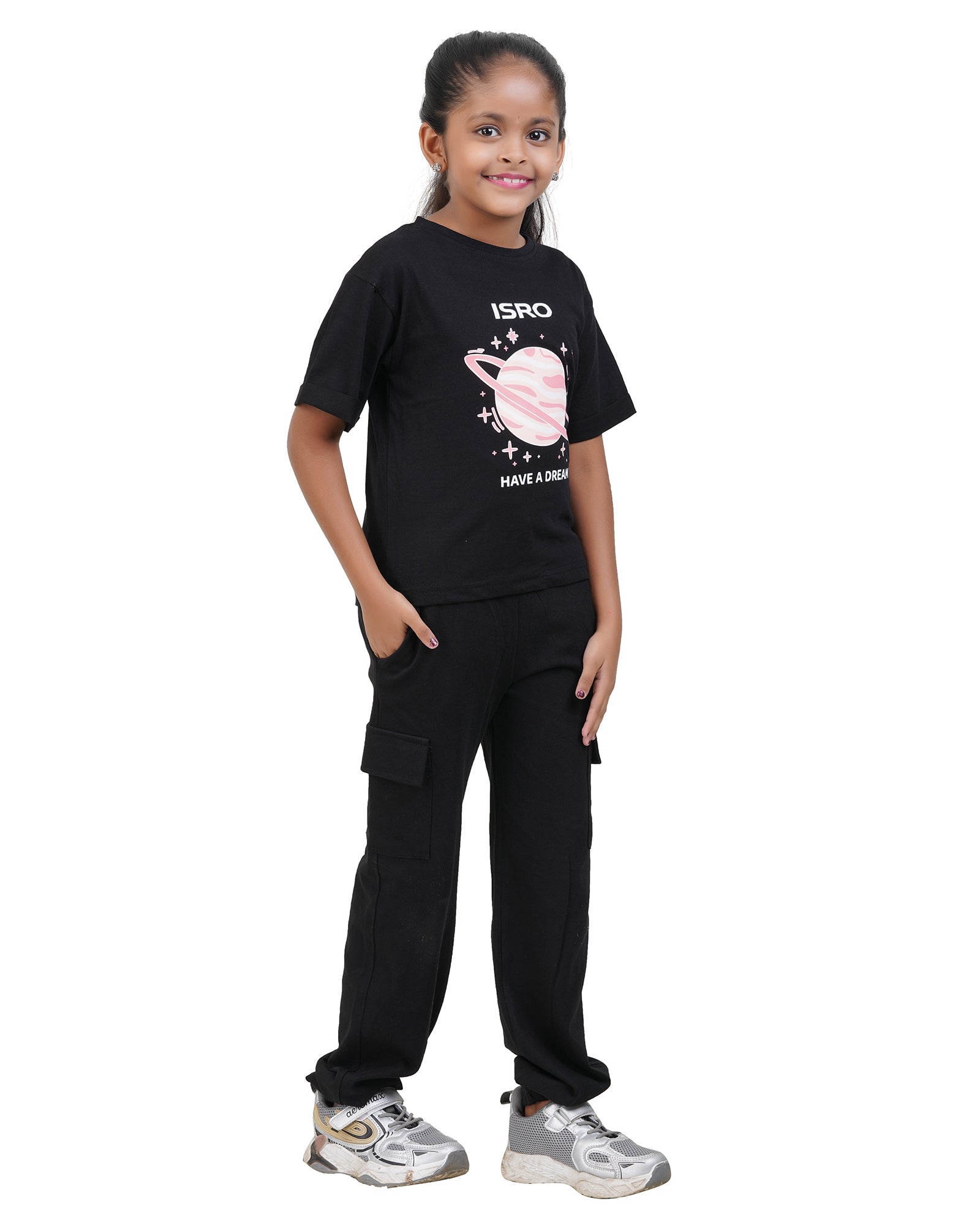 ISRO Printed T-Shirt Track Pants Set