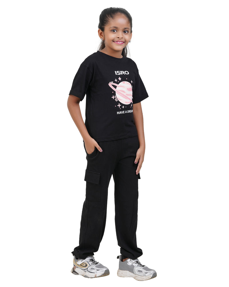 ISRO Printed T-Shirt Track Pants Set