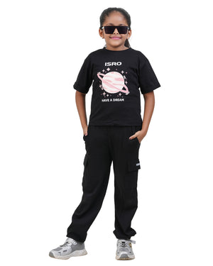 ISRO Printed T-Shirt Track Pants Set
