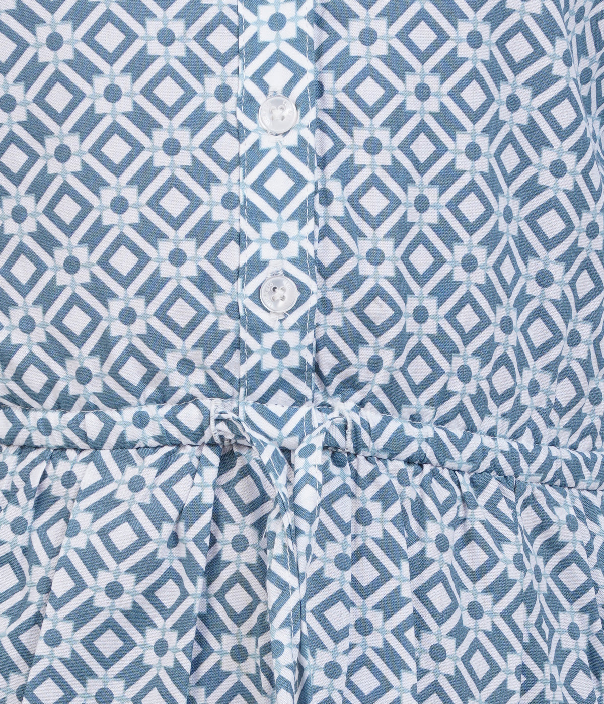Girls' Blue and White Printed Shirt Dress with Belt – Tuc & Glo