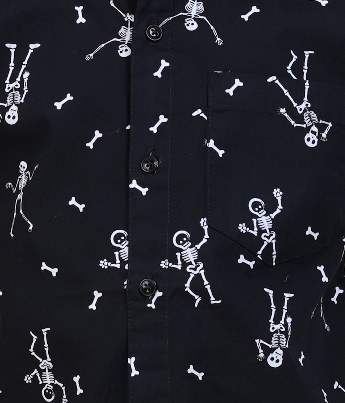 Boys Black Stick-figure Printed Casual Shirt
