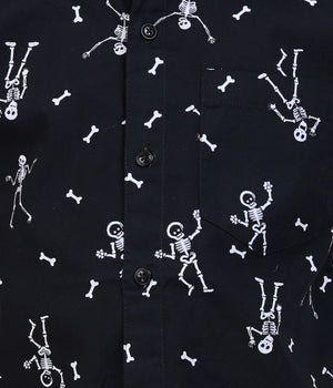 Boys Black Stick-figure Printed Casual Shirt