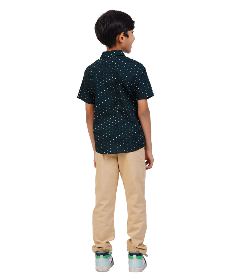 Boys Black Polka Dot Casual Shirt