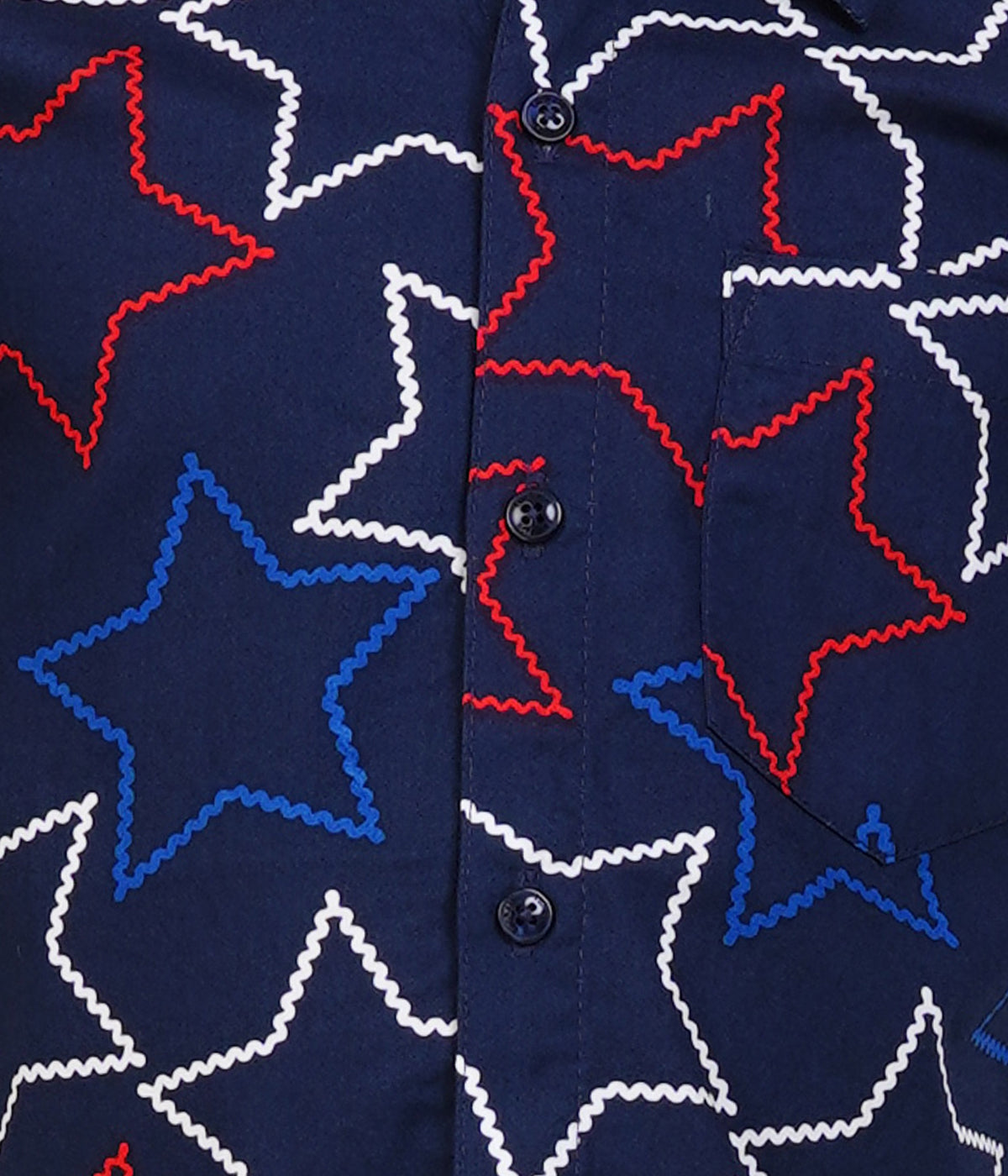 Boys Navy Blue Star Printed Casual Shirt