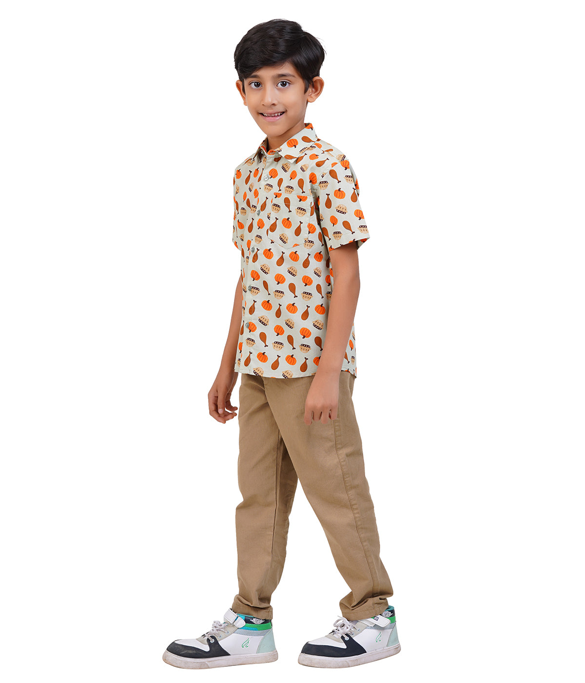 Cream Printed Casual Shirt