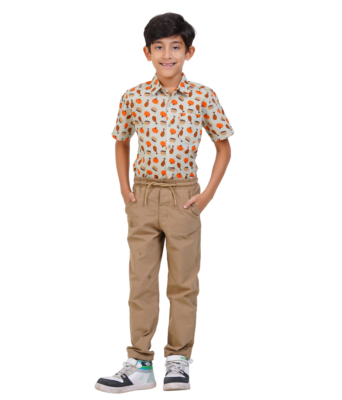 Cream Printed Casual Shirt
