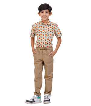 Cream Printed Casual Shirt