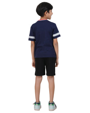 Zadmus Typographic Printed Shorts Set Navy