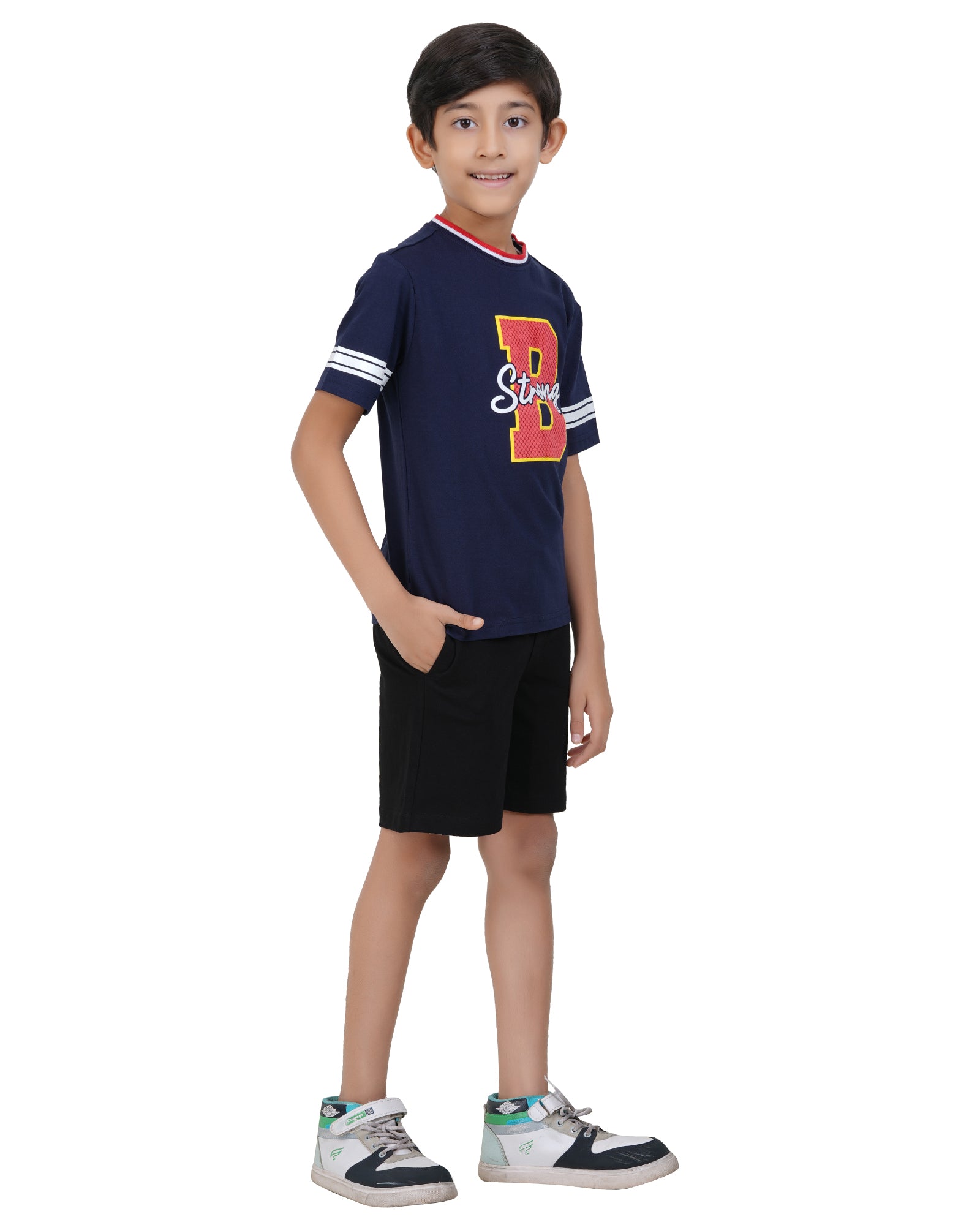 Zadmus Typographic Printed Shorts Set Navy