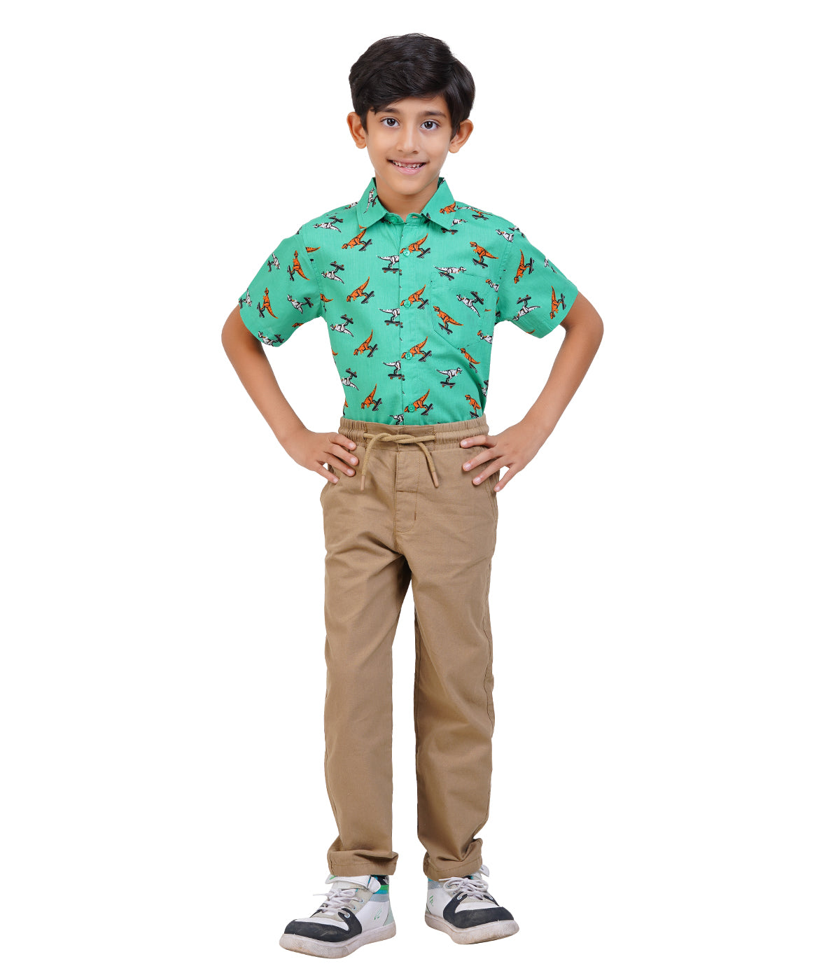 Green with multicolor printed design Shirt