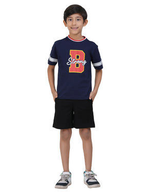 Zadmus Typographic Printed Shorts Set Navy