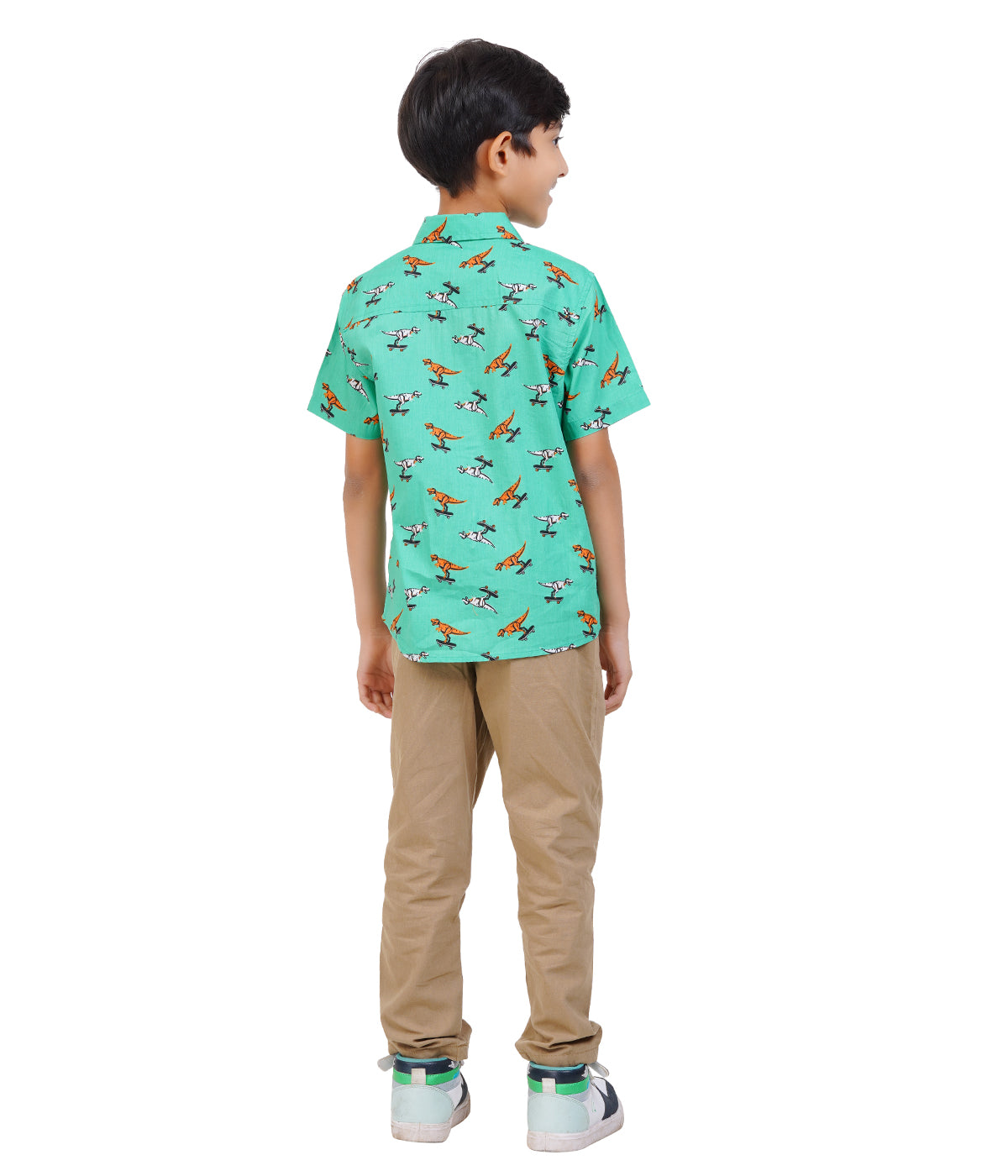 Green with multicolor printed design Shirt