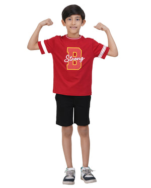 Boys Typography Printed Pure Cotton T-shirt