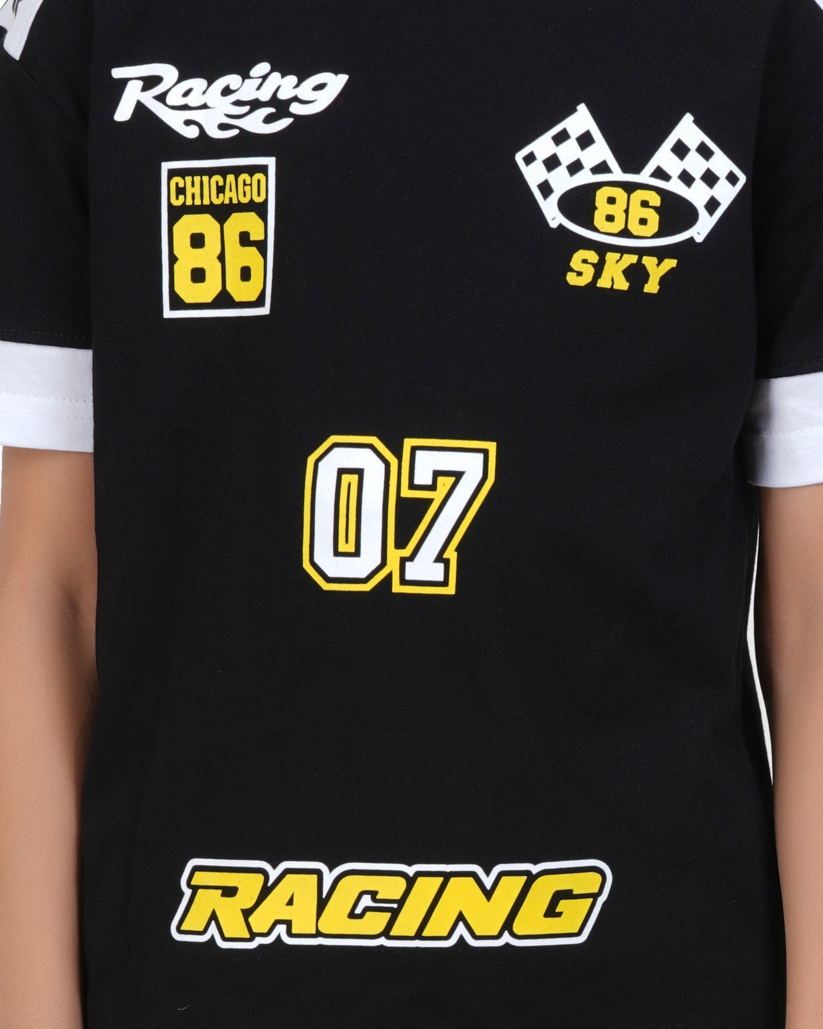 Boys Black Racing Printed Clothing Set
