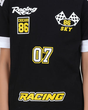 Boys Black Racing Printed Clothing Set