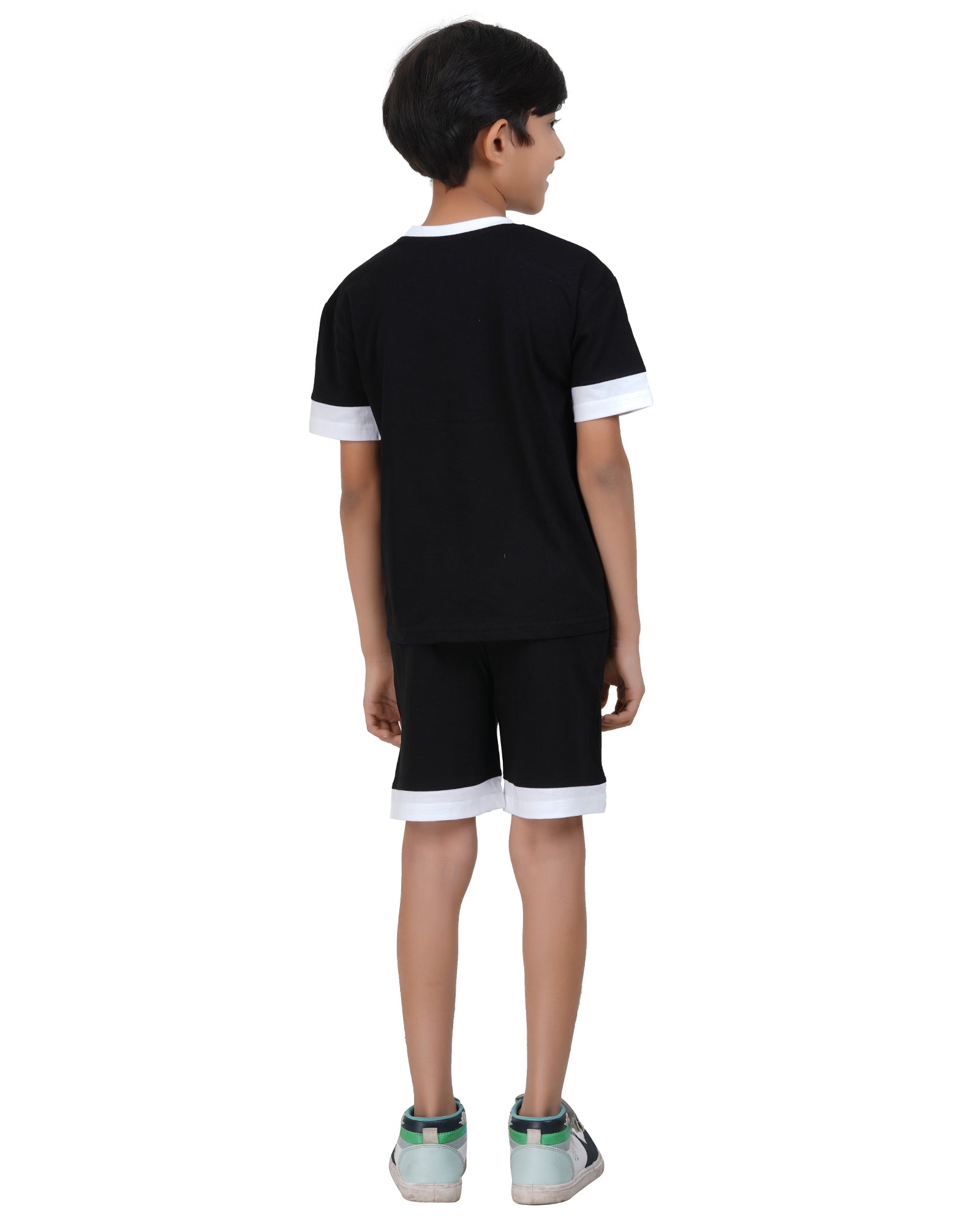 Boys Black Racing Printed Clothing Set