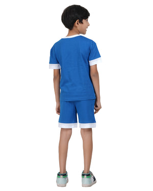 Boys royal blue racing shorts set