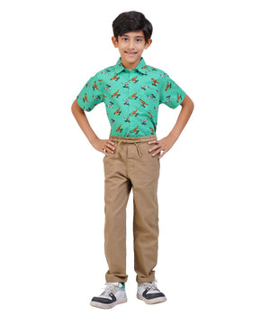 Boys' Khaki Drawstring Chino Pants